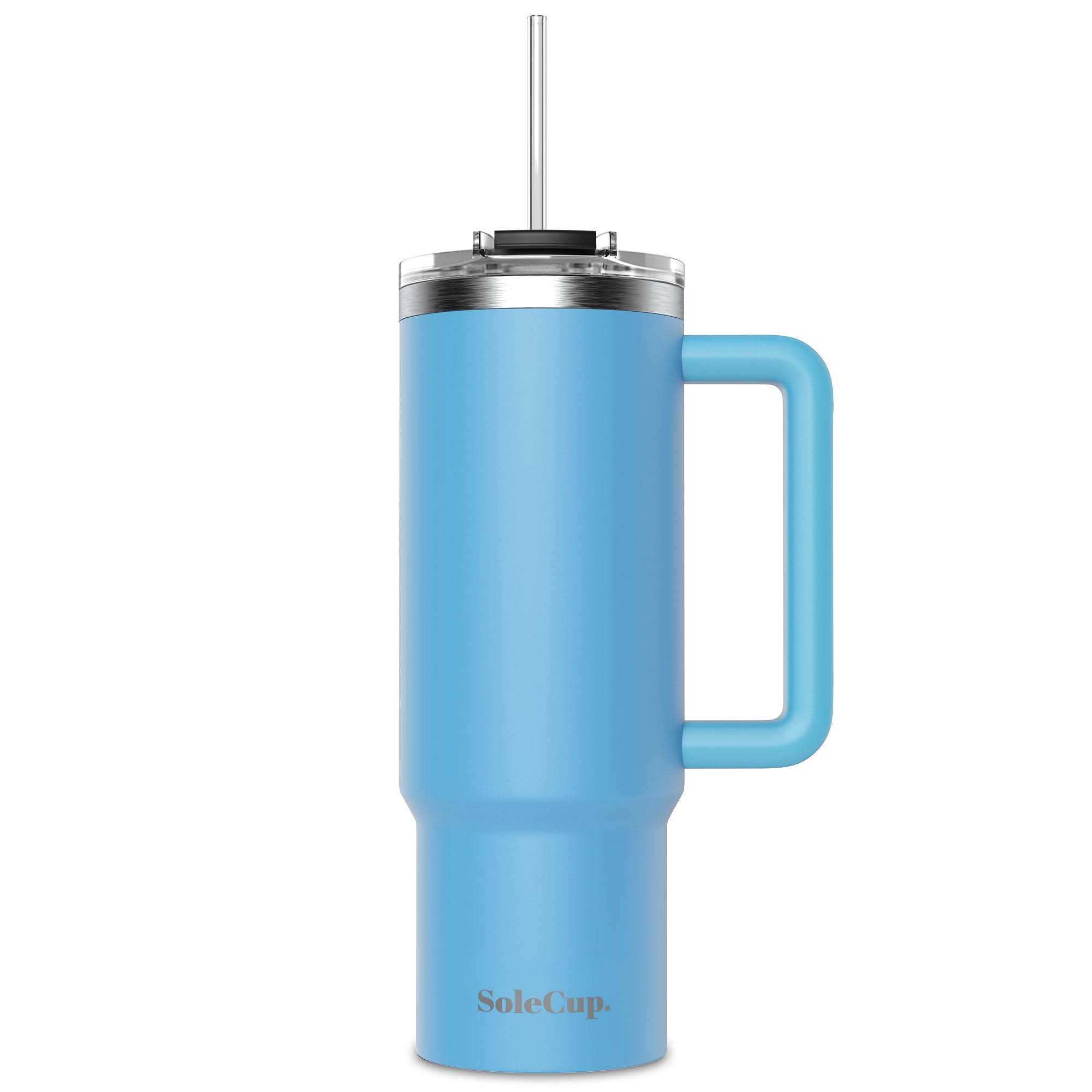SoleCup. 30oz Travel Mug with Handle, Lid and Two Straws, Drinks Stay Hot for 8 Hours and Cold for 24 Hours - Double Wall Stainless Steel Vacuum Insulated Tumbler (Blue, 30oz) — image 1