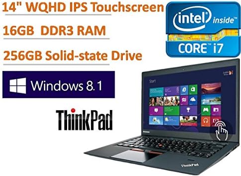 Premium Lenovo ThinkPad X1 Carbon 14" IPS WQHD 2560x1440 Touchscreen Business Ultrabook, Intel Dual-Core i7-5600U 2.6GHz, 16GB RAM, 256GB SSD, Fingerprint Reader, Backlit Keyboard, WLAN, Win 8.1 Pro