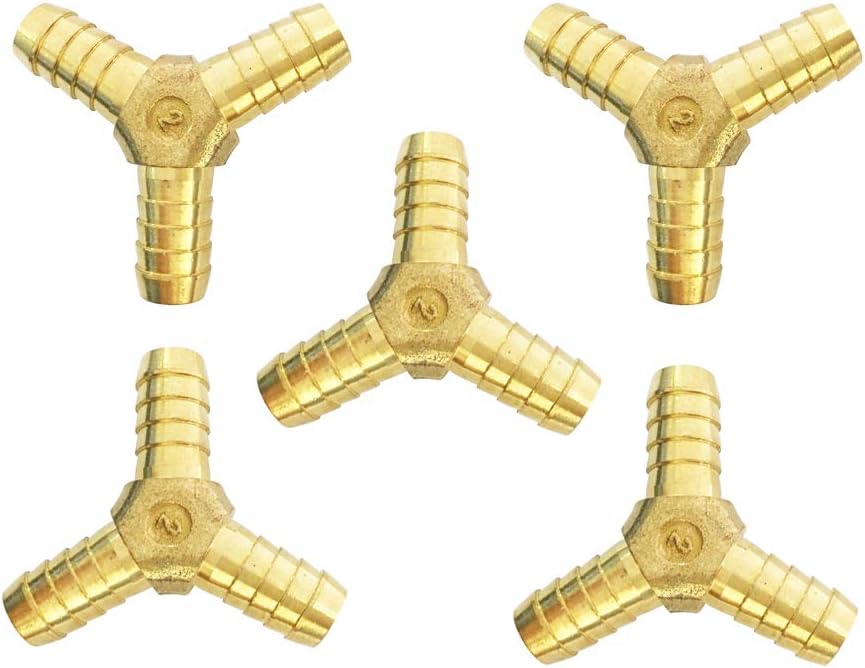 Barb Y Splitter 1/4" x 1/4" x 1/4" Brass Hose Barbed Wye Tee Fitting