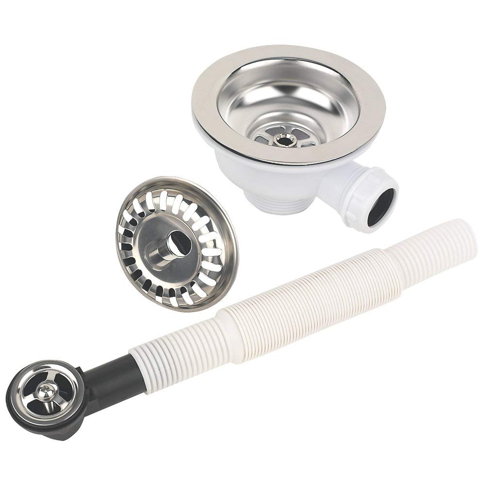Kitchen Sink Stainless Steel Strainer Waste 1 Bowl Kit 90mm Waste / 40mm connction