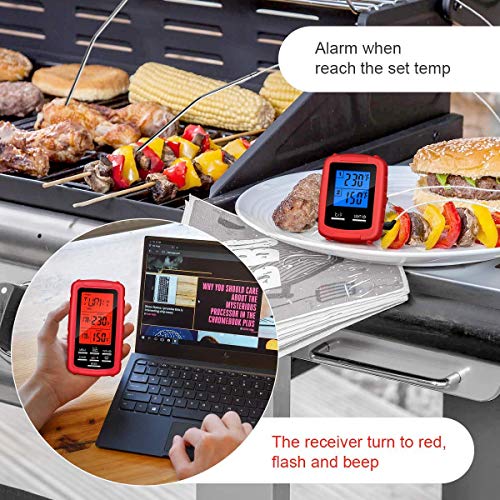 Yoocylii Digital Meat Thermometer Instant Read with Dual Probe for Smoker Digital Thermometer BBQ, Grill Cooking Remote Digital Food Thermometer and Probe, 330 Feet Range - Thumbnail 4