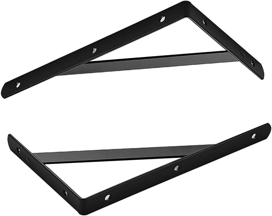 ORIGA 6 Pack 8" shelf brackets, Heavy Duty Black Floating Shelve Triangle Shelf Brackets 90 Degree Shelf Supporter Right Angle Wall Mount Bracket: Home Improvement