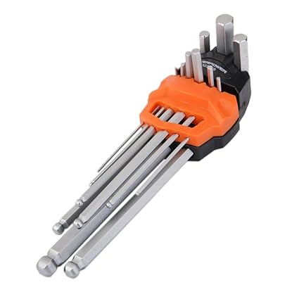 Force Generic 9Pcs Allen Wrench Ball Point Hex Key Set Metric Long Arm Repair Tools