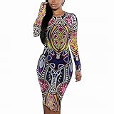 VIVOSKY Sexy Women Tribal Tattoo Printed Party Dress Club Dress