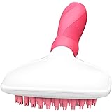 GNLOOP Bath Brush for Dogs and Cats,Pet Super Soft Silicone Grooming Massage Shower Shedding Comb Self Hair Removal Cleaning Slicker Brush Pink