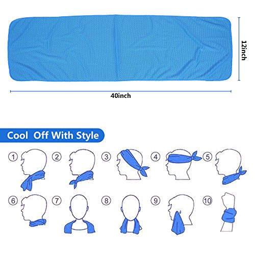 Willceal Cooling Towel, Cool Towel for Instant Cooling Relief,40" 12",for Sports, Workout, Travel, Fitness, Gym, Yoga, Pilates, Camping & More (Sky Blue)