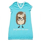 Lazy One Womens Cotton I'm Stuck On You Pajama Shirt (Blue)