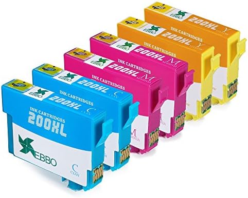 EBBO 3 Color High Yield Replacement for Epson 200 Ink Cartridges 6 Pack Compatible with Epson XP 410 XP 310 WF 2540 WF 2530 WF 2520 WF 2010F WF 2010W WF 2510WF XP 400 XP 300 XP 200 Printer