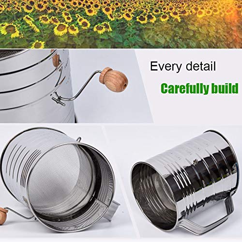 Tenrry Stainless Steel Flour Sifter Hand Crank Double-Layer Hand-Pressed Flour Sieve Baking Tool - Thumbnail 3