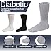 Diabetic Socks Mens Cotton 3-Pack Crew Grey By DEBRA WEITZNER, Mens 10-13