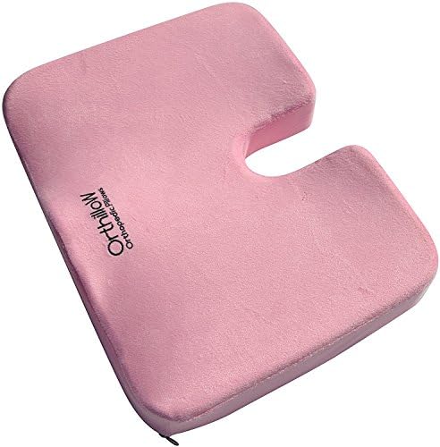 NON SLIP Coccyx U-Shaped Orthopedic Seat Comfort Cushion for Lower Back Pain Tailbone Sciatica Relief and Support. Best, Firm Memory Foam. Extra Soft for Maternity, Car, Bed, and Travel. Light Pink.