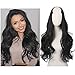 SARLA Black U Part Half Wig for Women Clip in 26 Inch Long Curly Synthetic Hairpiece Thick Full Head Heat Friendly Fiber