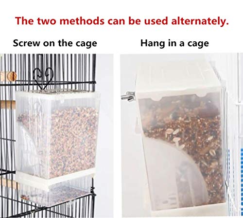 Old Tjikko Parrot Automatic Feeder,No-Mess Bird Feeder,Cage Accessories for Budgerigar Canary Cockatiel Finch Parakeet Seed Food Container (2pc Screw-Fixed Bird Feeder) - Thumbnail 6