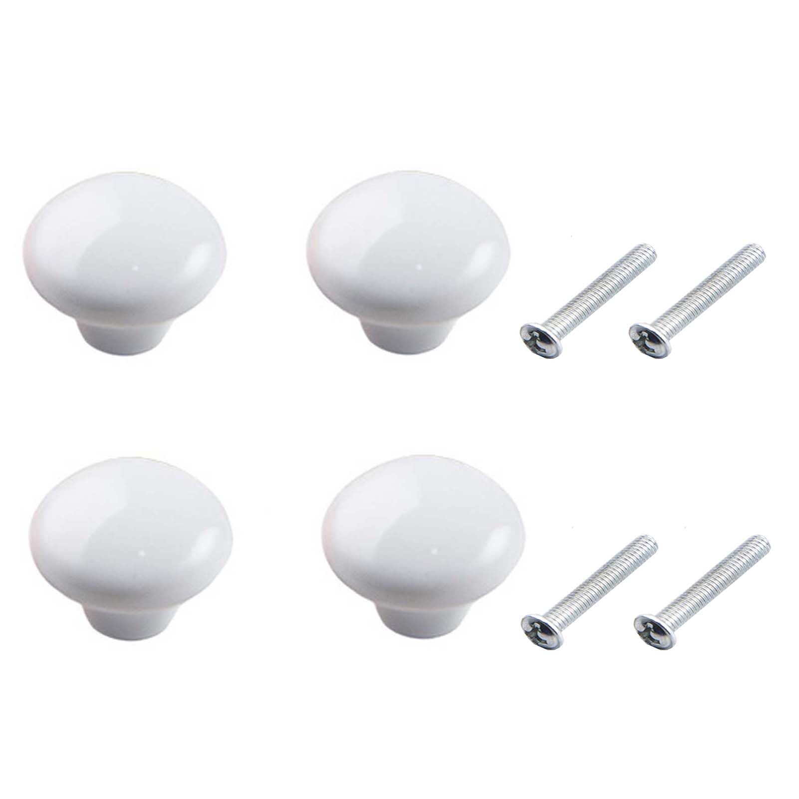 Yesmin 4 Pcs Colored Ceramic Drawer Handles,Cute Cabinet Handles,Wardrobe Door Single Hole,Bedroom,Living Room,Kitchen Furniture-White