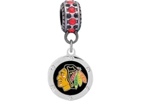 FINAL TOUCH GIFTS Chicago Blackhawks Crystal Charm Fits Compatible With Pandora Style Bracelets
