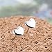 Acxico 925 Sterling Silver Shiny Side Heart Shape Stud Earrings