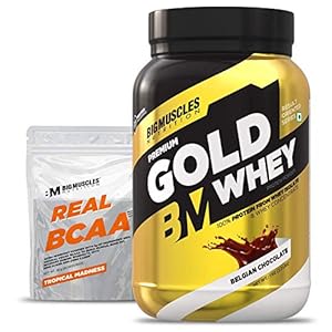 Bigmuscles Nutrition Premium Gold Whey 1Kg | Isolate Whey Protein Blend [Belgian Chocolate] | USA FDA REGD. BRAND | 25g…