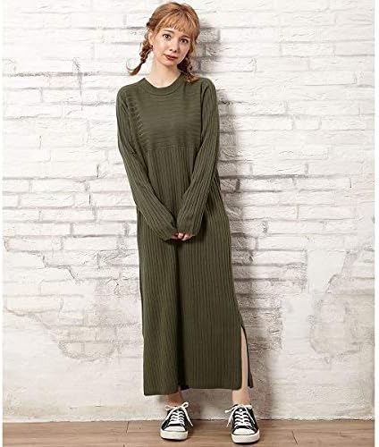 Amazon Co Jp イング Ingni 切り替えリブニットワンピース カーキ M 服 ファッション小物