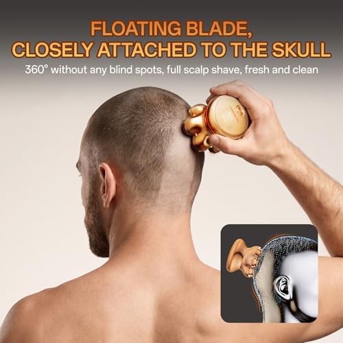 MAXGROOM PRO Head Shavers for Bald Men, Upgraded 7D Magnetic Shaver Blade, Extended Battery Life, 7500-8800Rpm Men's Shaver, IPX6 Waterproof, Ergonomic Design, Type-C Charging (Gold)