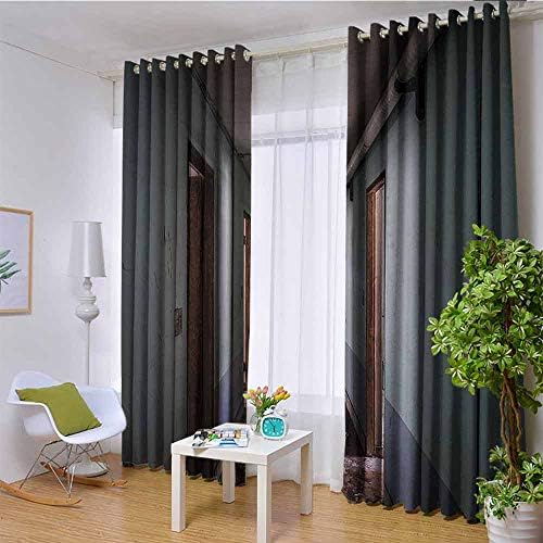 hengshu Rustic Home Decor 99% Blackout Curtains Interior Hallway of Korean Psychiatric Hospital Asylum Nostalgic Picture for Bedroom Kindergarten Living Room W120 x L84 Inch Brown Blue