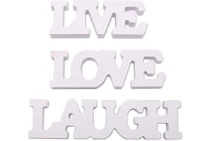 3Pcs White Wooden Letters Sign Wedding Ornaments Photo Props Live Love Laugh Wooden Letters Engagement Decor