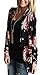 Floral Season Women Casual Floral Print Long Sleeve Kimono Blouse Cardigan Black X-Large