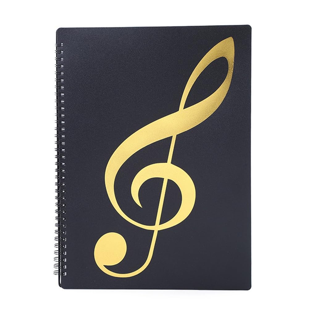 Dojimayisc Sheet Music Folder, 60 Pages, Sheet Music Holder,Fits Letter Size A4, Writable & Detachable Choir Folder (Black) Easy Install