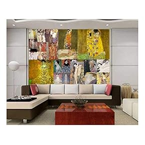 Peel and Stick Wallpapaer - Famous Paintings Collage by Gustav Klimt | Removable Large Wall Mural Creative Wall Decal - 66x96 inches