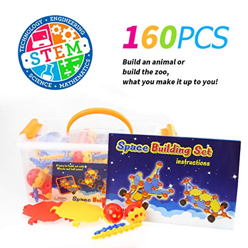 Litian STEM Learning Toys 160 Pieces Set, Building Bricks Creative DIY Engineering Construction Building Blocks Kids Educational Toy Set for Boys and Girls Ages 3+
