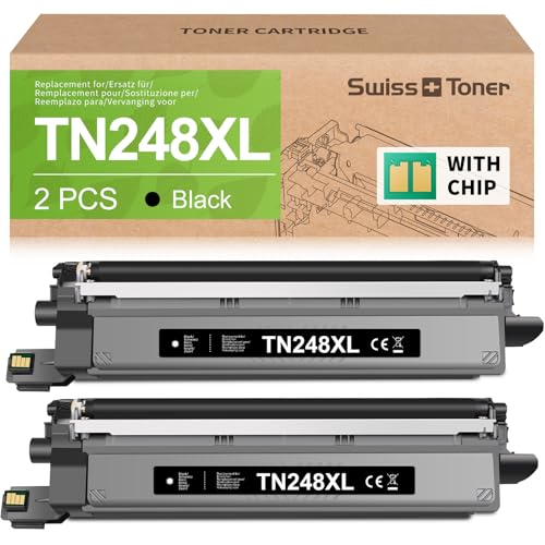 swiss toner TN248XL TN248 Toner Compatible for Brother MFC-L3740CDWE MFC-L3760CDW DCP-L3560CDW DCP-L3520CDW HL-L3220CWE HL-L3220CW Toner TN 248XL TN 248 (with Chip, Pak 2)