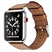 Compatible with Apple Watch Band, COVERY 38mm 40mm Watch Band Genuine Leather Strap Stainless Metal Buckle Compatible Apple Watch Series 4(40mm),Series 3, 2, 1, (38mm) Sport & Edition- Brown