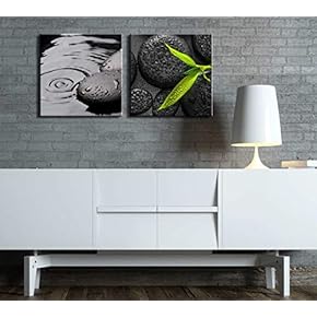 Two Piece Rocks by a Lake with Raindrops...