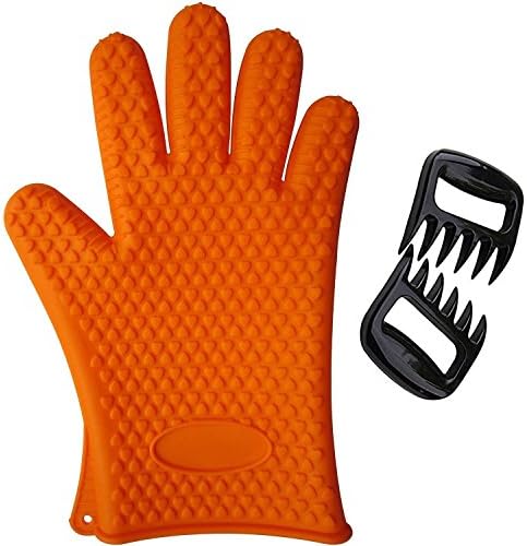 BBQ Grill Glove with Meat Claws Bear Paw Shredder Forks - Silicone Heat Resistant Grilling Accessories and Home Kitchen Tools for Indoor and Outdoor Cooking Needs