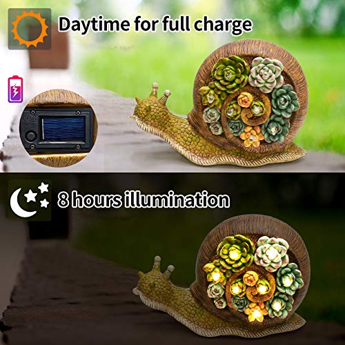 ALLADINBOX Garden Statue Snail Figurine - Resin Statue with Solar LED Lights for Patio Yard Art Decor, Lawn Ornaments… - Image 3