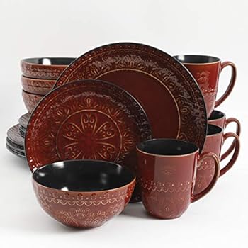 Gibson Elite Milanto 16 Piece Dinnerware Set, Red