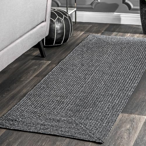 nuLOOM Wynn Braided Indoor/Outdoor Runner Rug, 2' 6" x 6', Charcoal