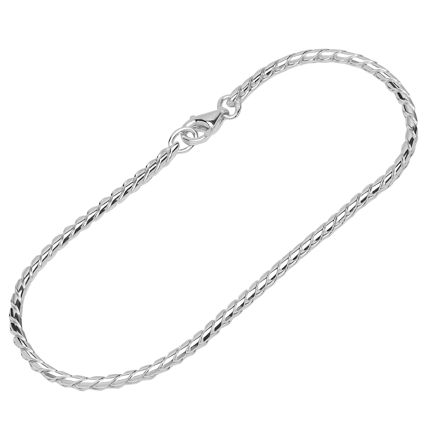 NKlaus bracelet 925 sterling silver 19cm curb chain round pressed ladies bangle chain 12396