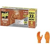 Raid Concentrated Deep Reach Pest Killer &amp; Roach Fogger, 1.5 fl oz, 4 Count | Premium USA Supply Gloves for Safe Eradication | USA Supply Pest ID Card