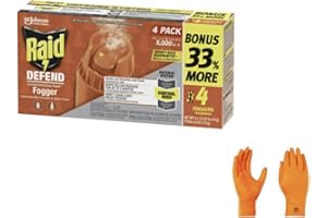 Raid Concentrated Deep Reach Pest Killer & Roach Fogger, 1.5 fl oz, 4 Count | Premium USA Supply Gloves for Safe Eradication | USA Supply Pest ID Card