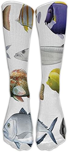 Long Type Of Pacific Fish With Mackerel Salmon Socks Women's Winter Vintage Cotton Wool Knit Long Crew Socks