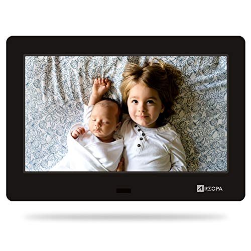 7 inch Digital Picture Photo Frame,ArzopaHD IPS Widescreen Electronic Picture Digital Support Picture Video (1080P) with Auto-Rotate,MP3 Music,Calendar,Remote Control Black