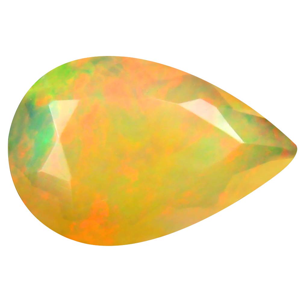 1.27 ct Pear Cut (11 x 8 mm) Un-Heated Transparent Quality Ethiopian Welo Rainbow Opal Natural Loose Gemstone
