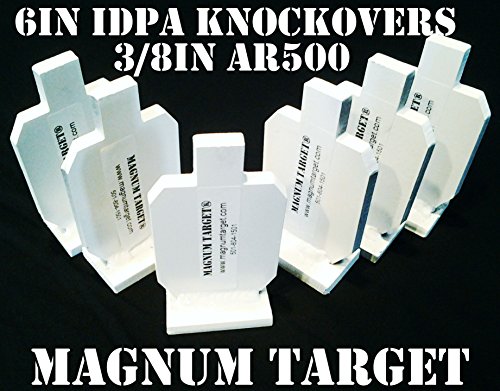 6in IDPA Knock-over Shooting Targets - 3/8in AR500 Steel - 6pc Rifle Target Set