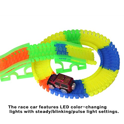2PCS Race Cars for Magic Race Track Glow in the Dark Light Up Vehicles LED Cars Set Toys Set of 2 (Red)