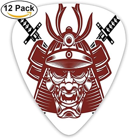 ROSSERJR Amurai Face With Crossed Swords Ancient Knight 12 Pack Colorful,Stylish, Premium Quality | Perfect Guitar Picks For Kids &amp; Teens