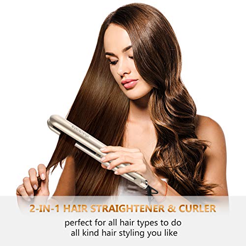 ETEREAUTY Hair Straightener[Newest 2019], Hair Straightens & Curls with Adjustable Temp, Professional Flat Iron for Hair Stylingï¼ŒLuxurious Gold