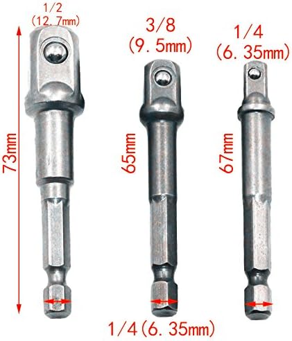 Yuekute Hand Tools Sockets Sets 8Pcs Socket Adapter Impact Hex Shank Drill Bits Bar Set 1/4" 3/8" 1/2" Bits New,Power Hand Tools, Drill Bits Set,Impact Driver Bit Set
