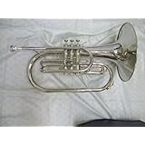 Mellophone with case and mouthpiece, Silver