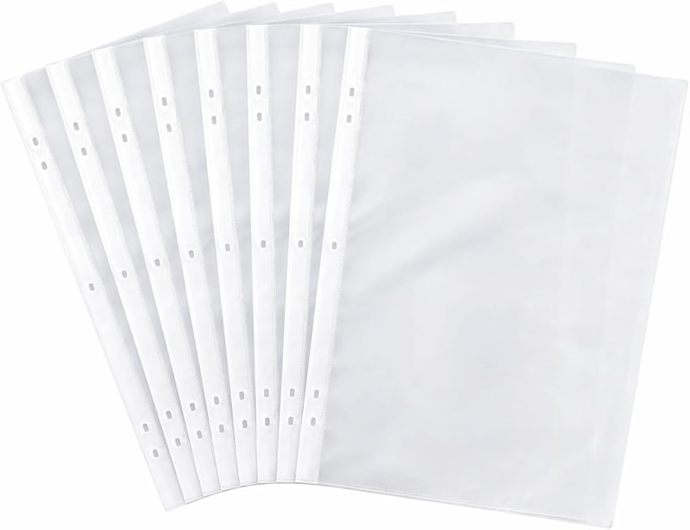 1ABOVE Premium 60 Micron A4 Punched Plastic Wallets 100 Pack