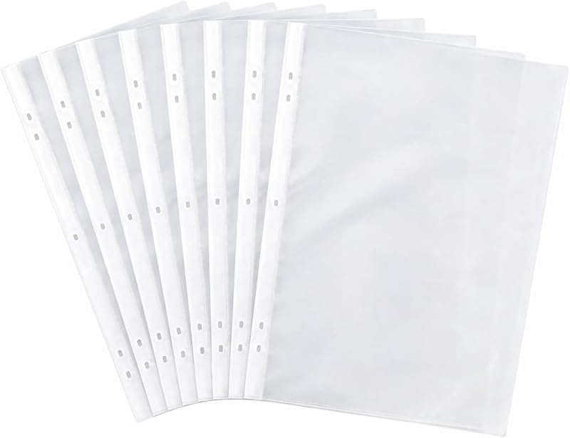 1ABOVE Premium 60 Micron A4 Punched Plastic Wallets 100 Pack